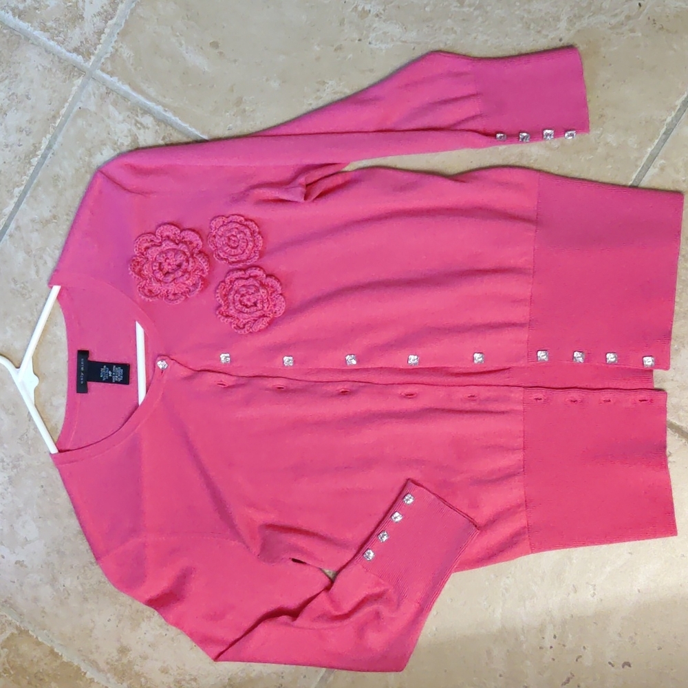 Silk blend cardigan with floral detail